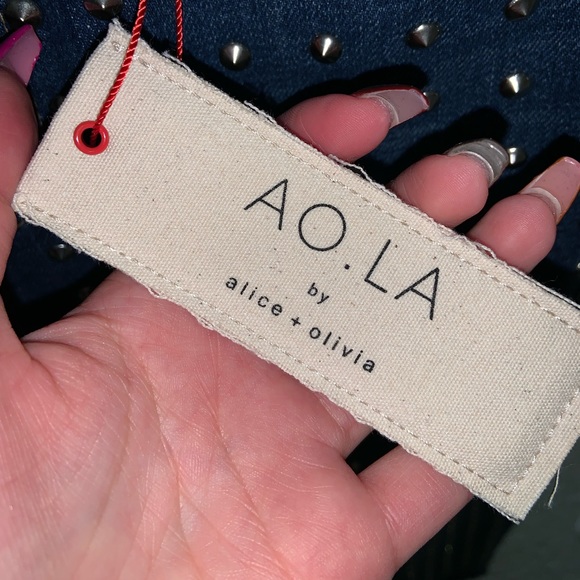 Alice & Olivia Denim Trouser jeans with silver stud embellishments–– NWT - Picture 14 of 16